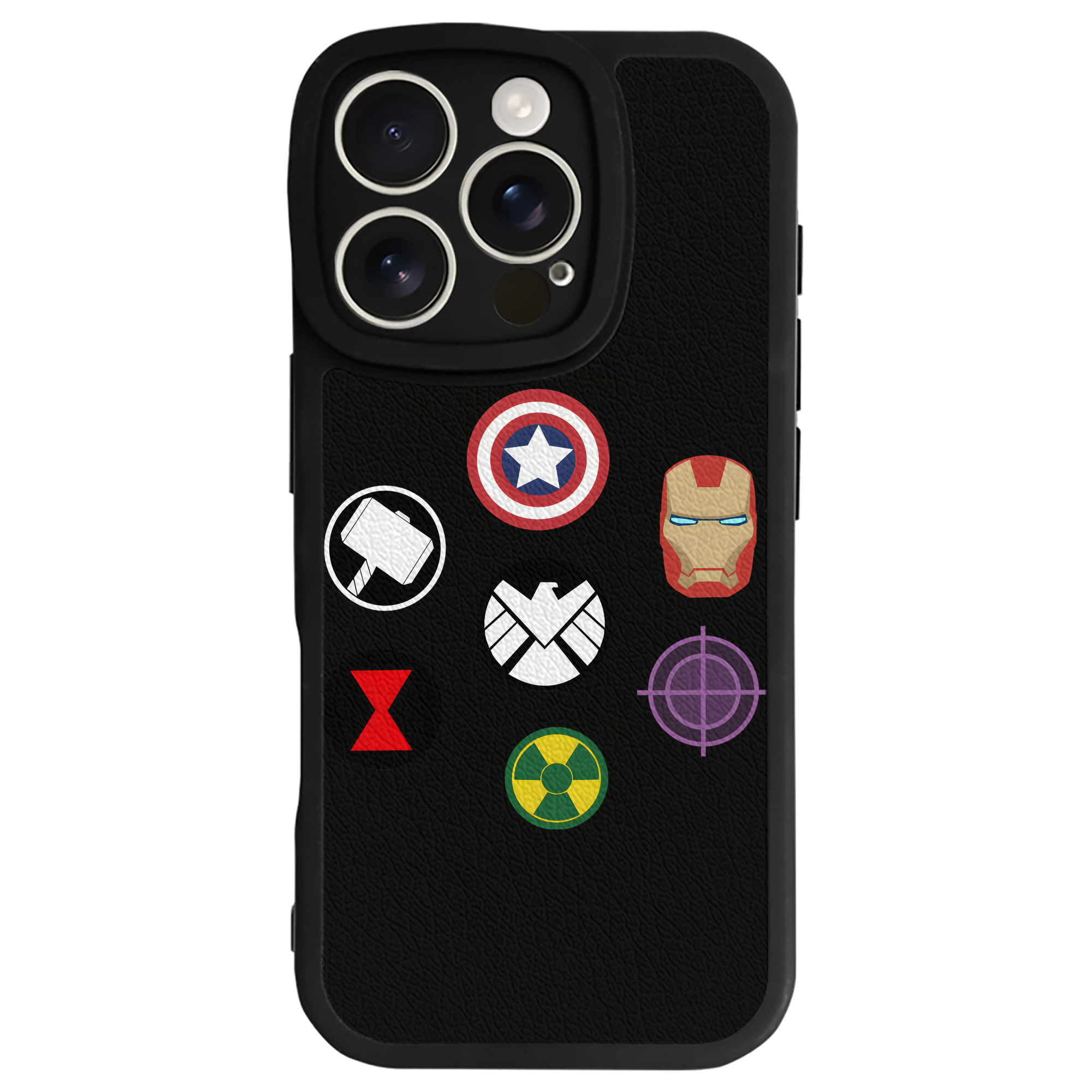 （画像用） アベンジャーズ The Avengers 【iPhone 16シリーズ対応】シリコンスマホケース（レザー調） 材質：シリコン